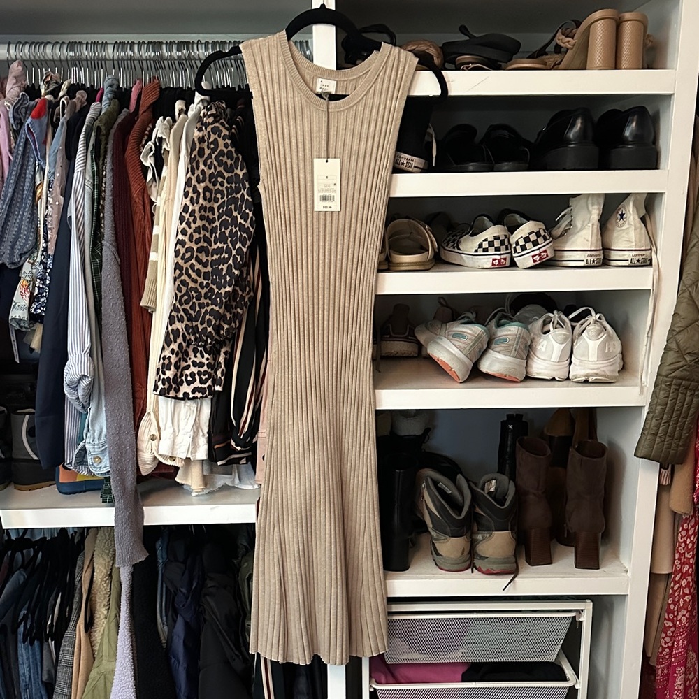 a new day Beige Ribbed dress